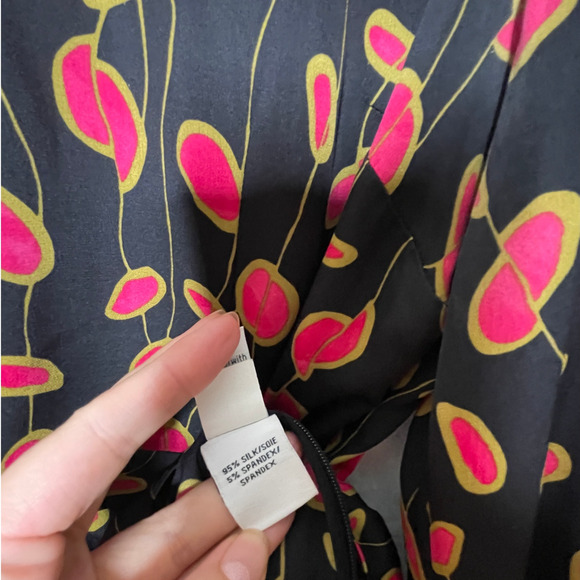 NEW Diane von Furstenberg 14 SILK Long Sleeve Chrissie Dress FIt Flare Red Black - Picture 8 of 10